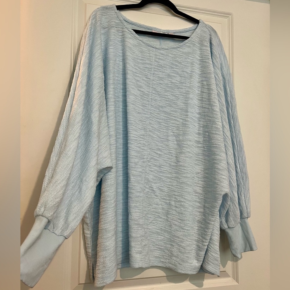 Belle by Kim Gravel Light Blue Textured Sweatshirt